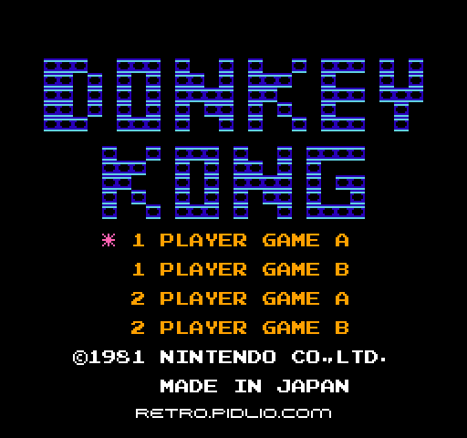 ドンキーコング(DONKEY KONG)のタイトル画面/ゲームのキャプチャ画像1 ─ pidlio.com