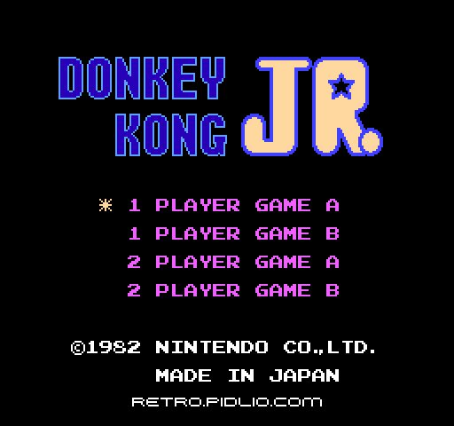 ドンキーコングJR.(DONKEY KONG JR.)のタイトル画面/ゲームのキャプチャ画像1 ─ pidlio.com
