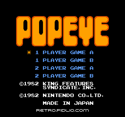 ポパイ(POPEYE)のタイトル画面/ゲームのキャプチャ画像1 ─ pidlio.com
