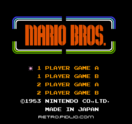 マリオブラザーズのタイトル画面/ゲームのキャプチャ画像1 ─ pidlio.com
