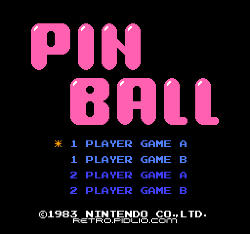 ピンボール(Pinball)のタイトル画面/ゲームのキャプチャ画像1 ─ pidlio.com