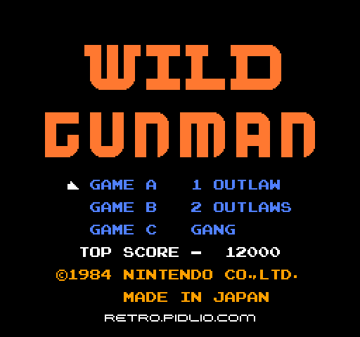 ワイルドガンマン(Wild Gunman)のタイトル画面/ゲームのキャプチャ画像1 ─ pidlio.com