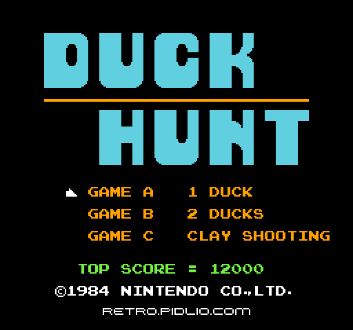 ダックハント(Duck Hunt)のタイトル画面/ゲームのキャプチャ画像1 ─ pidlio.com