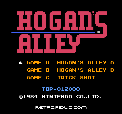 ホーガンズアレイ(Hogan's Alley)のタイトル画面/ゲームのキャプチャ画像1 ─ pidlio.com