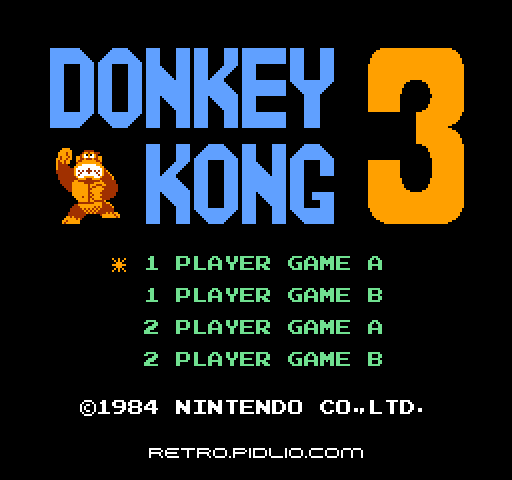 ドンキーコング3(DONKEY KONG 3)のタイトル画面/ゲームのキャプチャ画像1 ─ pidlio.com