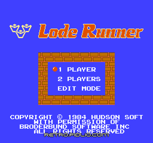 ロードランナー(Lode Runner)のタイトル画面/ゲームのキャプチャ画像1 ─ pidlio.com