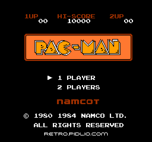 パックマン(PAC-MAN)のタイトル画面/ゲームのキャプチャ画像1 ─ pidlio.com