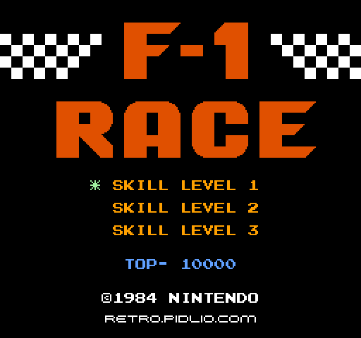 F1レースのタイトル画面/ゲームのキャプチャ画像1 ─ pidlio.com