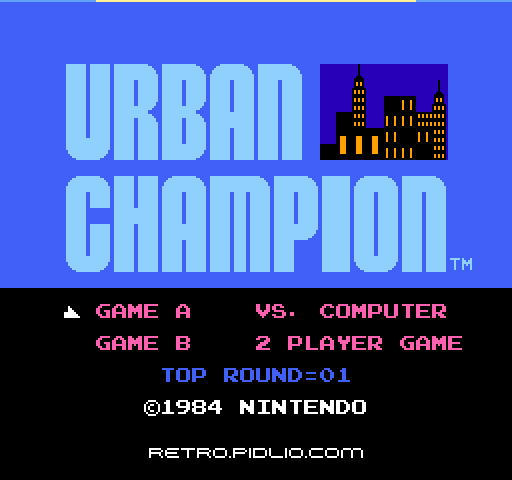 アーバンチャンピオン(URBAN CHAMPION)のタイトル画面/ゲームのキャプチャ画像1 ─ pidlio.com