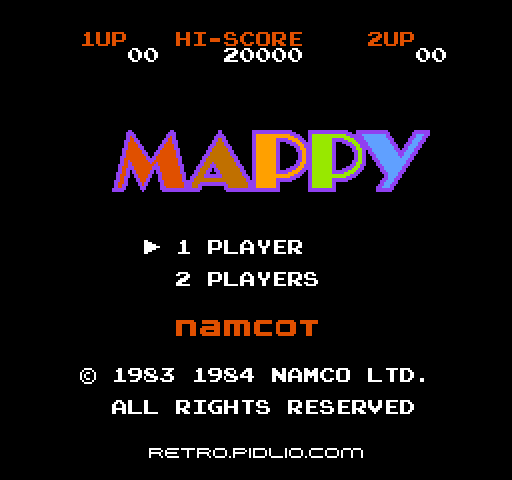 マッピー(MAPPY)のタイトル画面/ゲームのキャプチャ画像1 ─ pidlio.com