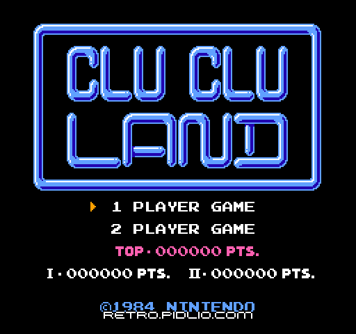 クルクルランド(Clu Clu Land)のタイトル画面/ゲームのキャプチャ画像1 ─ pidlio.com