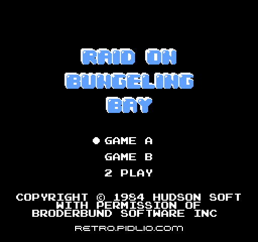 バンゲリングベイ(Raid on Bungeling Bay)のタイトル画面/ゲームのキャプチャ画像1 ─ pidlio.com
