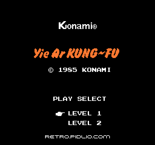 イー・アル・カンフーのタイトル画面/ゲームのキャプチャ画像1 ─ pidlio.com