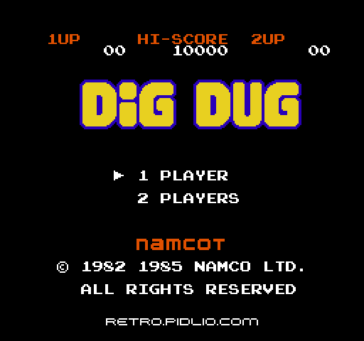 ディグダグ(DIGDUG)のタイトル画面/ゲームのキャプチャ画像1 ─ pidlio.com