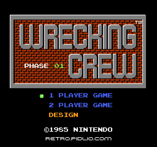 レッキングクルー(WRECKING CREW)のタイトル画面/ゲームのキャプチャ画像1 ─ pidlio.com