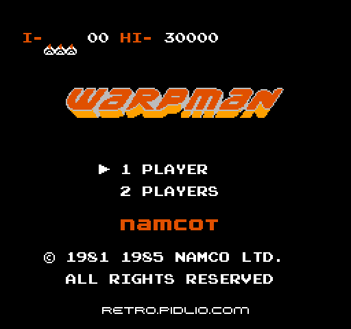 ワープマン（WARPMAN）のタイトル画面／ゲームのキャプチャ画像1 ─ pidlio.com