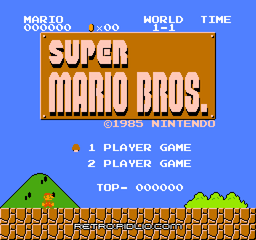 スーパーマリオブラザーズのタイトル画面/ゲームのキャプチャ画像1 ─ pidlio.com