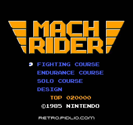 マッハライダーのタイトル画面／ゲームのキャプチャ画像1 ─ pidlio.com