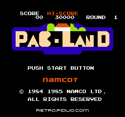 パックランドのタイトル画面／ゲームのキャプチャ画像1 ─ pidlio.com