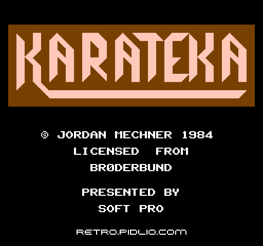 カラテカ（Karateka）のタイトル画面／ゲームのキャプチャ画像1 ─ pidlio.com