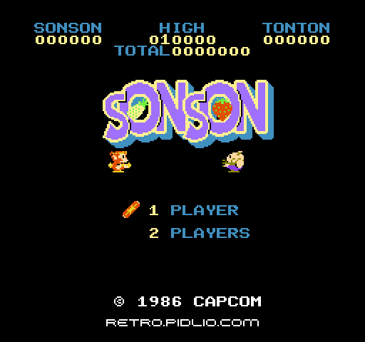 ソンソン(SON SON)のタイトル画面/ゲームのキャプチャ画像1 ─ pidlio.com