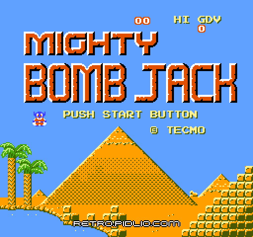 マイティボンジャックのタイトル画面/ゲームのキャプチャ画像1 ─ pidlio.com