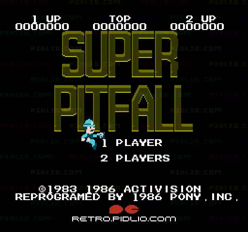 スーパーピットフォールのタイトル画面/ゲームのキャプチャ画像1 ─ pidlio.com