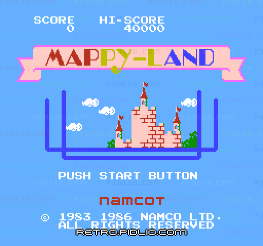 マッピーランドのタイトル画面/ゲームのキャプチャ画像1 ─ pidlio.com