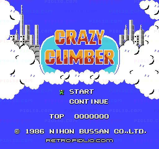 クレイジー・クライマーのタイトル画面／ゲームのキャプチャ画像1 ─ pidlio.com