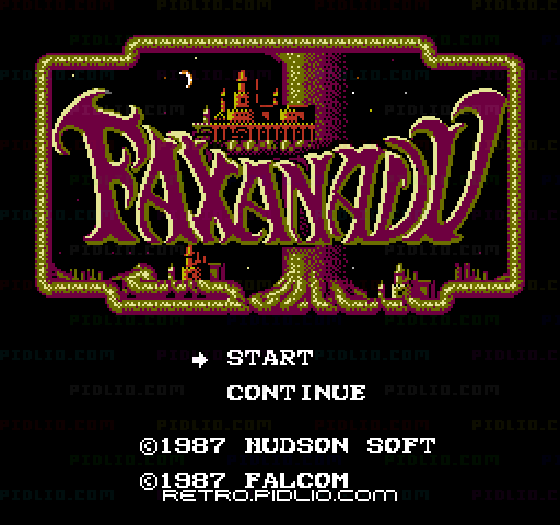 ファザナドゥ(Faxanadu)のタイトル画面/ゲームのキャプチャ画像1 ─ pidlio.com