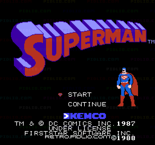 スーパーマン（Superman）のタイトル画面／ゲームのキャプチャ画像1 ─ pidlio.com