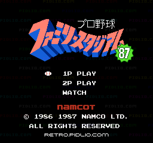 プロ野球ファミリースタジアム'87のタイトル画面／ゲームのキャプチャ画像1 ─ pidlio.com