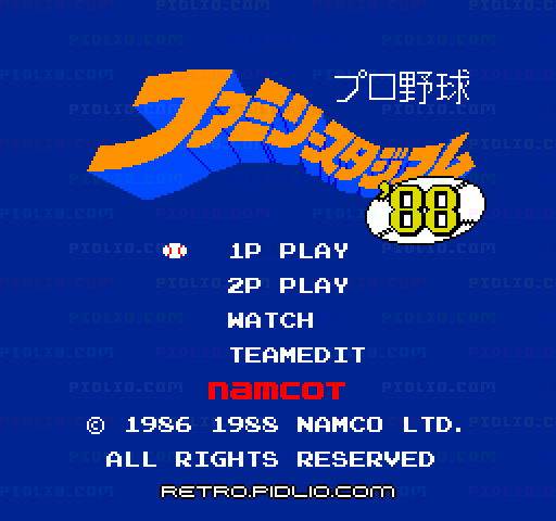 プロ野球ファミリースタジアム'88のタイトル画面／ゲームのキャプチャ画像1 ─ pidlio.com