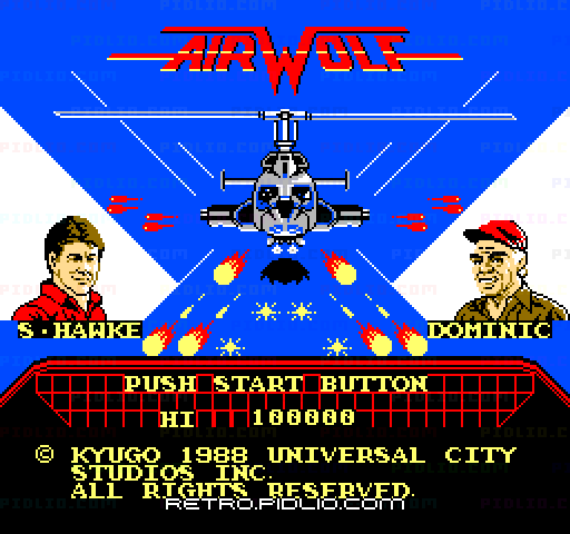 エアーウルフ（AIRWOLF）のタイトル画面／ゲームのキャプチャ画像1 ─ pidlio.com