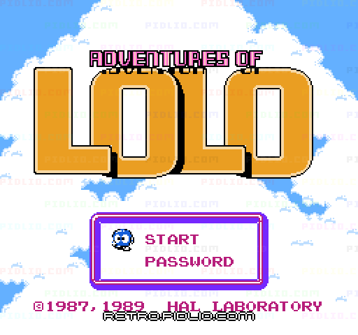 アドベンチャーズ オブ ロロのタイトル画面／ゲームのキャプチャ画像1 ─ pidlio.com