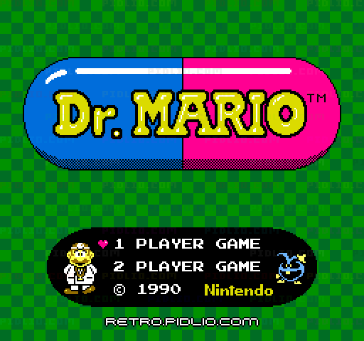 ドクターマリオのタイトル画面/ゲームのキャプチャ画像1 ─ pidlio.com