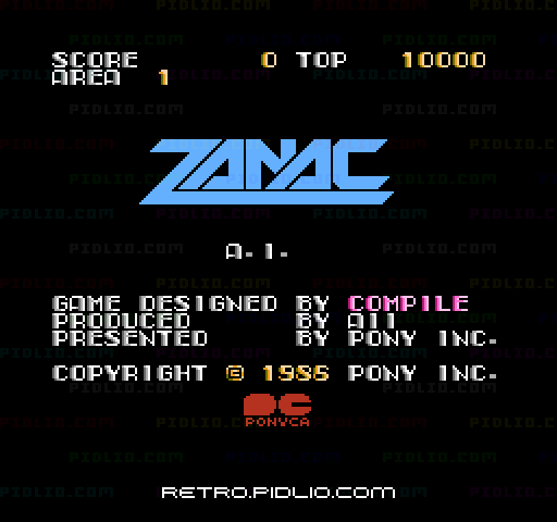 ザナック(ZANAC)のタイトル画面/ゲームのキャプチャ画像1 ─ pidlio.com