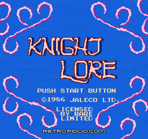 ナイト・ロアー(Knight Lore)のタイトル画面/ゲームのキャプチャ画像1 ─ pidlio.com