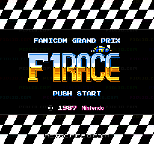 ファミコングランプリ F1レースのタイトル画面／ゲームのキャプチャ画像1 ─ pidlio.com