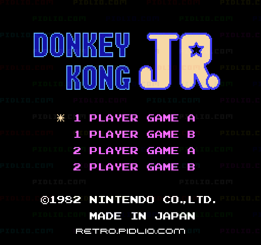 ドンキーコングJR.のタイトル画面／ゲームのキャプチャ画像1 ─ pidlio.com