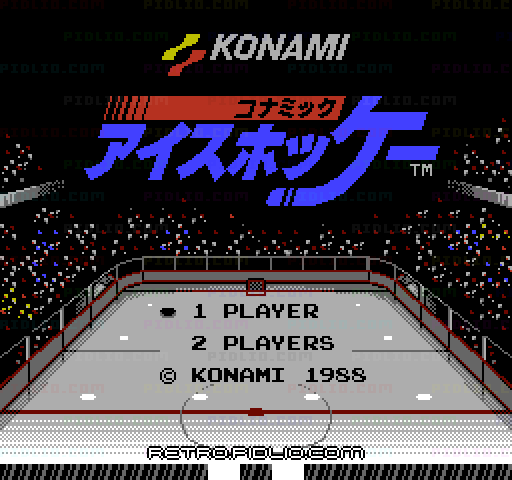 コナミックアイスホッケーのタイトル画面／ゲームのキャプチャ画像1 ─ pidlio.com