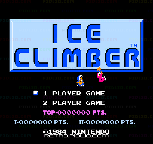 アイスクライマーのタイトル画面/ゲームのキャプチャ画像1 ─ pidlio.com