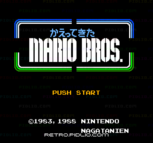 帰ってきたマリオブラザーズのタイトル画面/ゲームのキャプチャ画像1 ─ pidlio.com