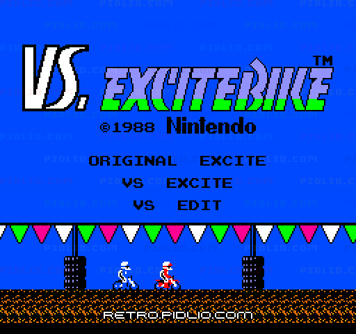 VS.エキサイトバイクのタイトル画面／ゲームのキャプチャ画像1 ─ pidlio.com