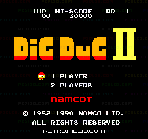 ディグダグIIのタイトル画面/ゲームのキャプチャ画像1 ─ pidlio.com