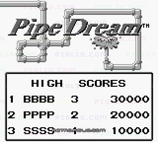 パイプドリームのタイトル画面/ゲームのキャプチャ画像1 ─ pidlio.com