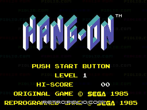 ハングオンのタイトル画面/ゲームのキャプチャ画像1 ─ pidlio.com