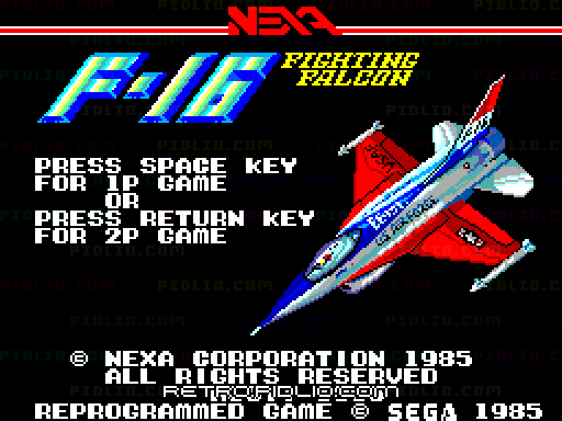 F-16 ファイティングファルコンのタイトル画面/ゲームのキャプチャ画像1 ─ pidlio.com