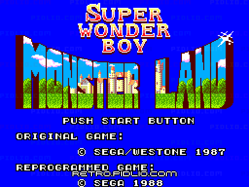 スーパーワンダーボーイ モンスターワールドのタイトル画面/ゲームのキャプチャ画像1 ─ pidlio.com