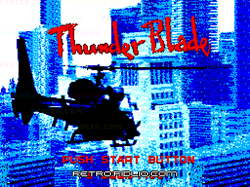 サンダーブレードのタイトル画面/ゲームのキャプチャ画像1 ─ pidlio.com